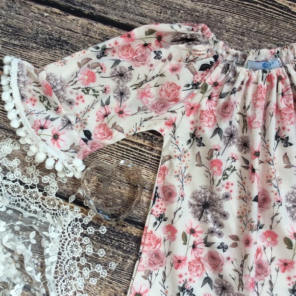 Boutique Girls Pink & Olive Floral Dress - Picture 3 of 5